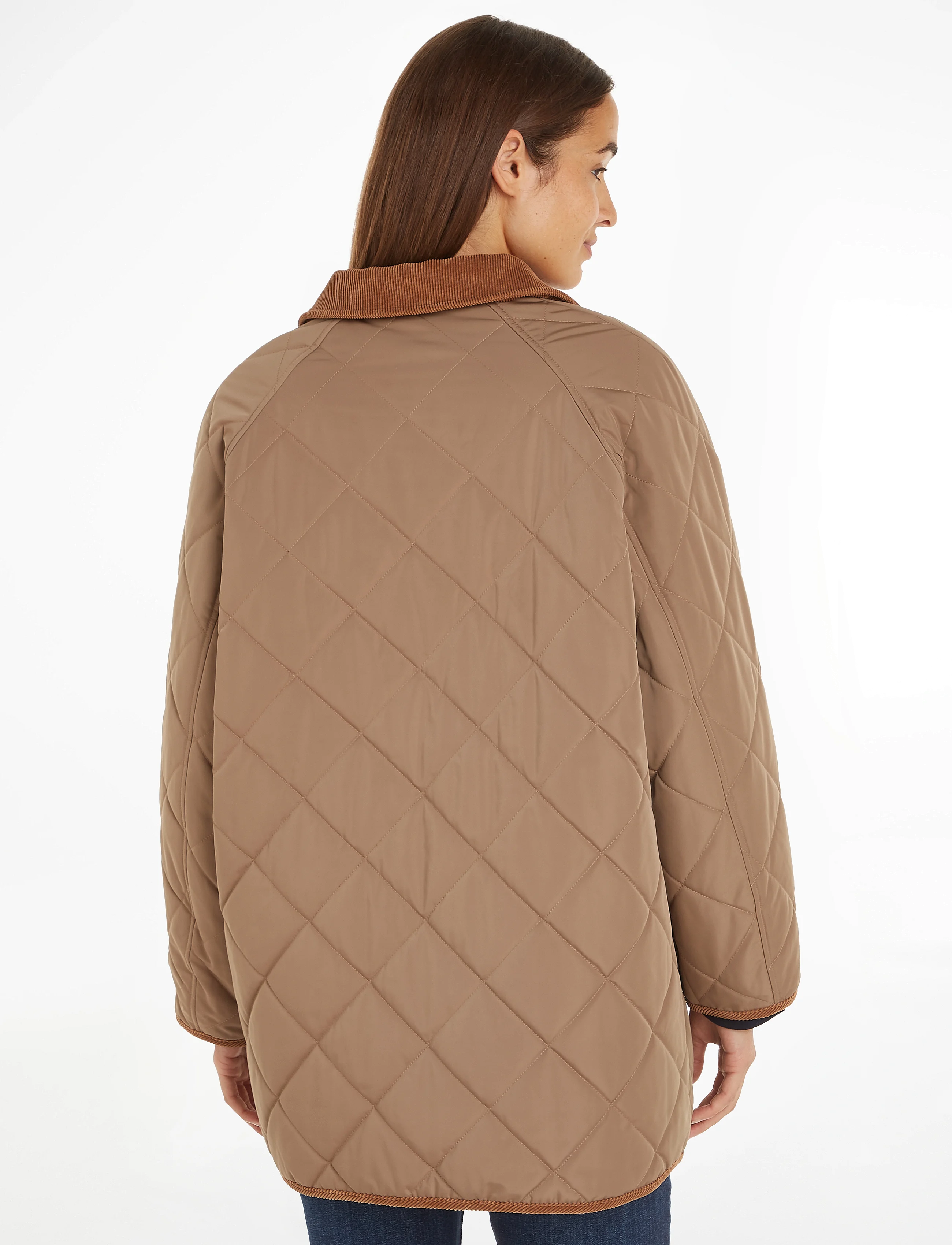 Veste réversible Tommy Hilfiger femme – Manteau quilted brun mi-saison, confortable et durable
