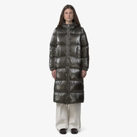 K-Way Doudoune Longue Femme Ruenne Thermo Pearly – Black Olive Combo | Imperméable, Chaud, Hiver, Durable