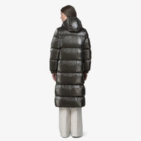 K-Way Doudoune Longue Femme Ruenne Thermo Pearly – Black Olive Combo | Imperméable, Chaud, Hiver, Durable