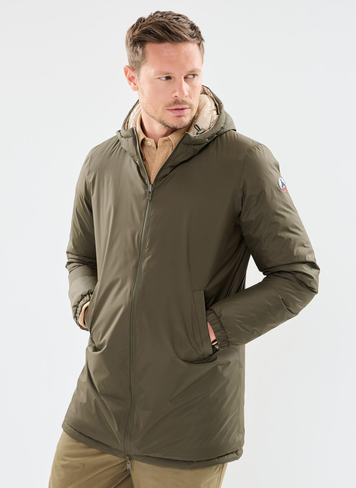 Doudoune Homme Longue Réversible Jott Amsterdam Army et beige – Parka, Déperlante, Capuche, Hiver