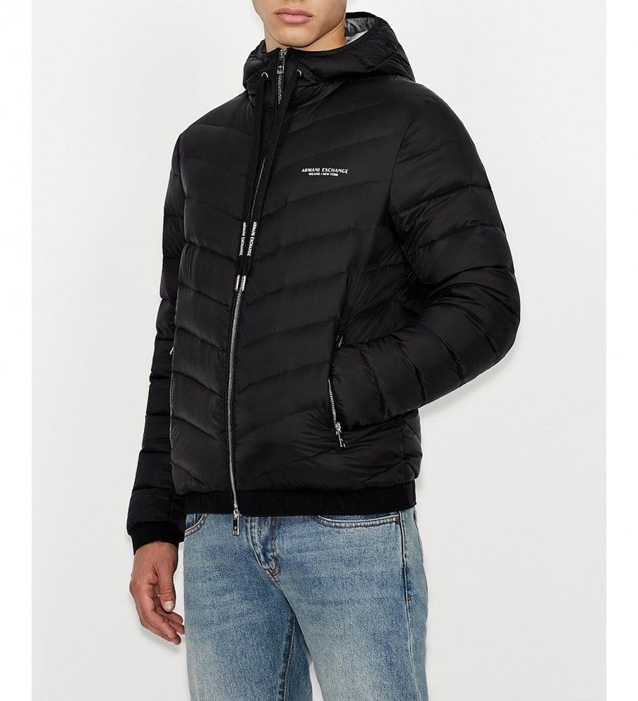 Doudoune à capuche Armani Exchange Noir pour homme – Puffer jacket hiver légère et chaude