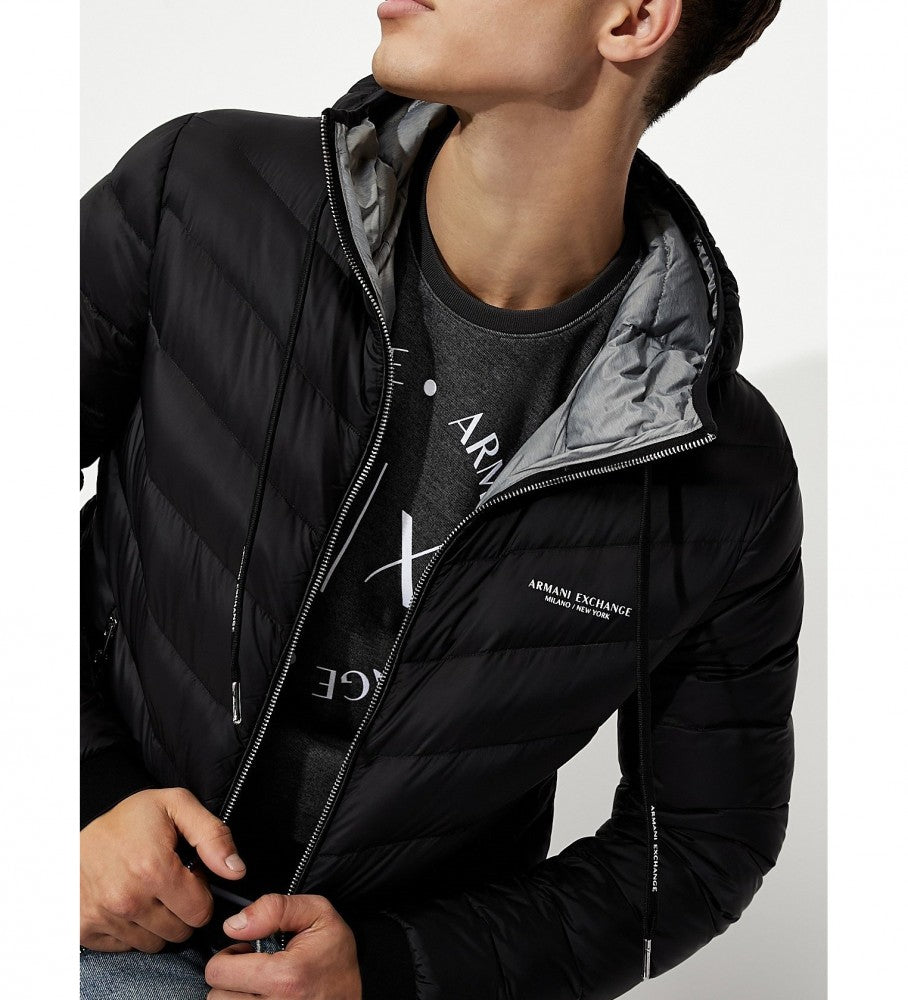 Doudoune à capuche Armani Exchange Noir pour homme – Puffer jacket hiver légère et chaude