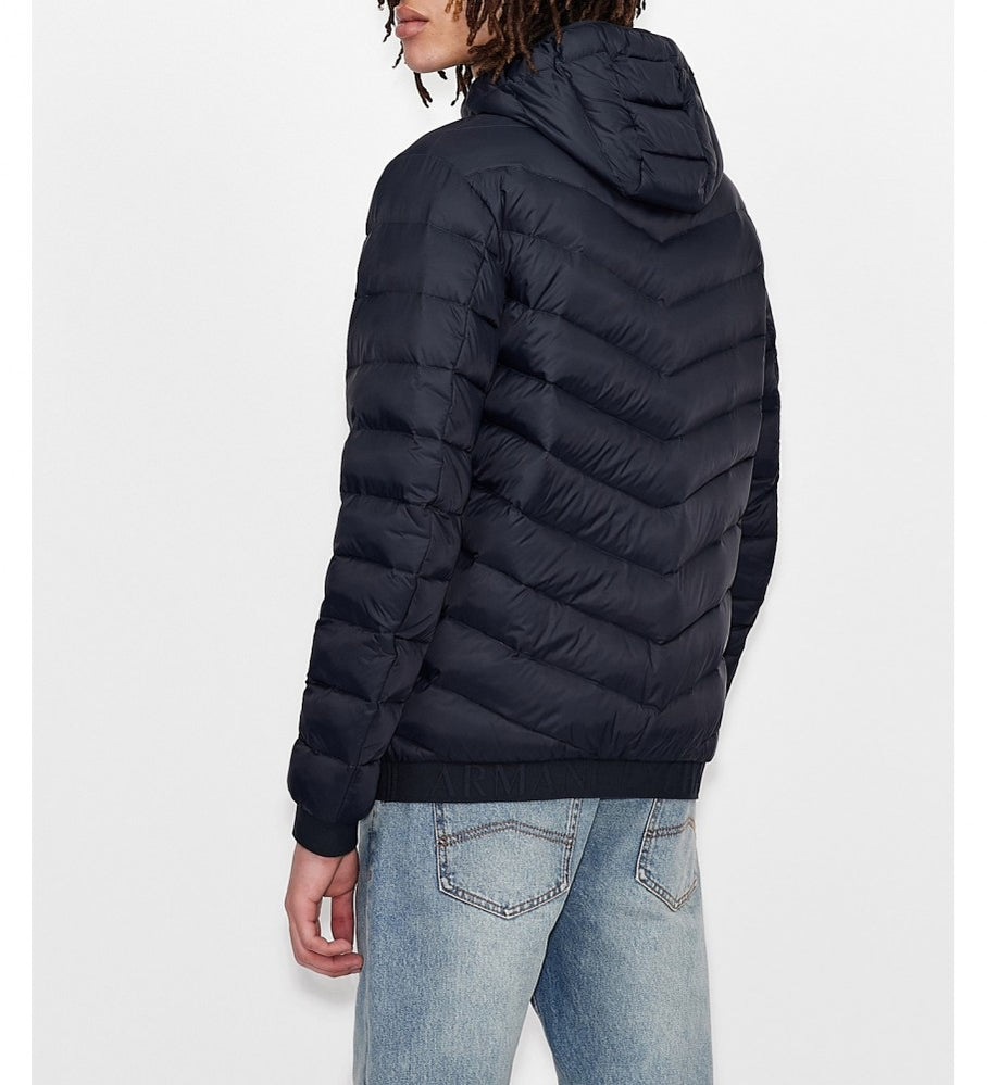 Doudoune à capuche Armani Exchange bleu marine pour homme – Puffer jacket hiver légère et chaude