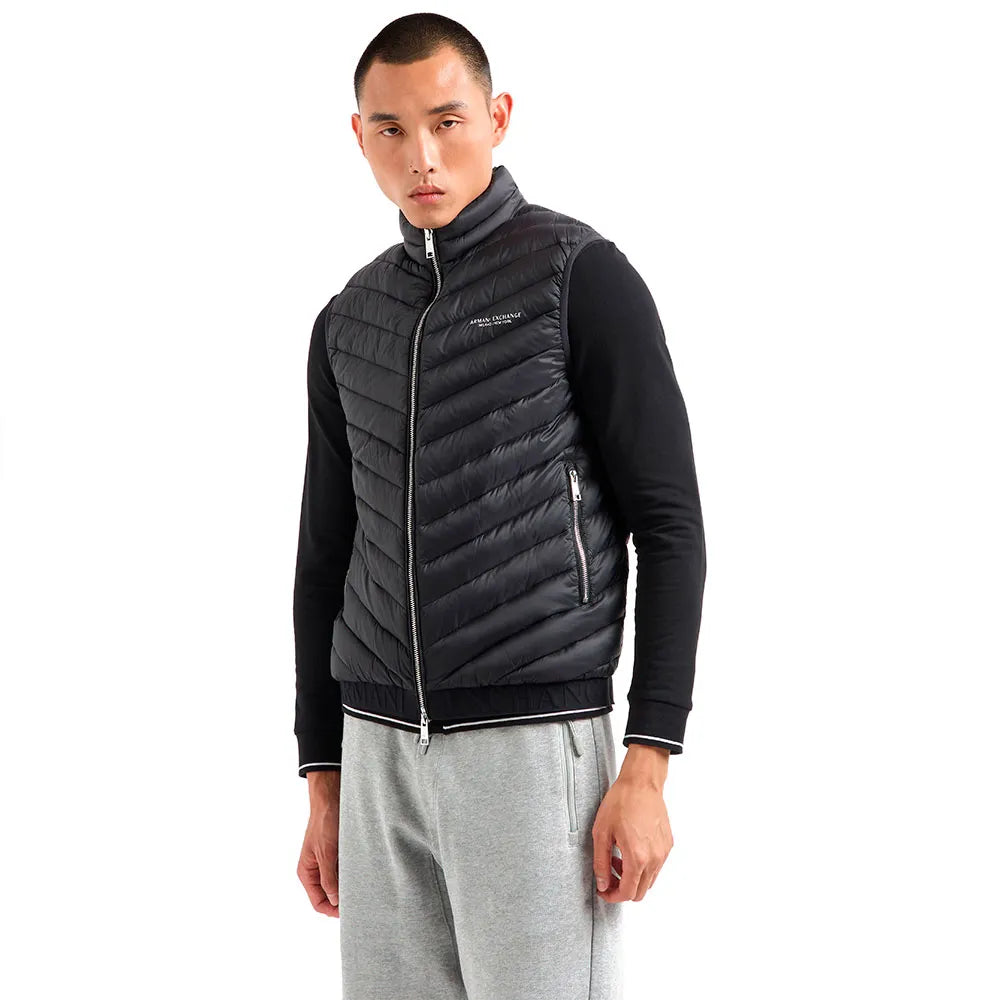 Doudoune sans Manches Homme Noir – Armani Exchange | Gilet Paquetable mi-saison