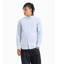 Chemise homme rayée bleu/blanc en coton Armani Exchange – élégance urbaine, confort business, respirante
