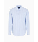 Chemise homme rayée bleu/blanc en coton Armani Exchange – élégance urbaine, confort business, respirante