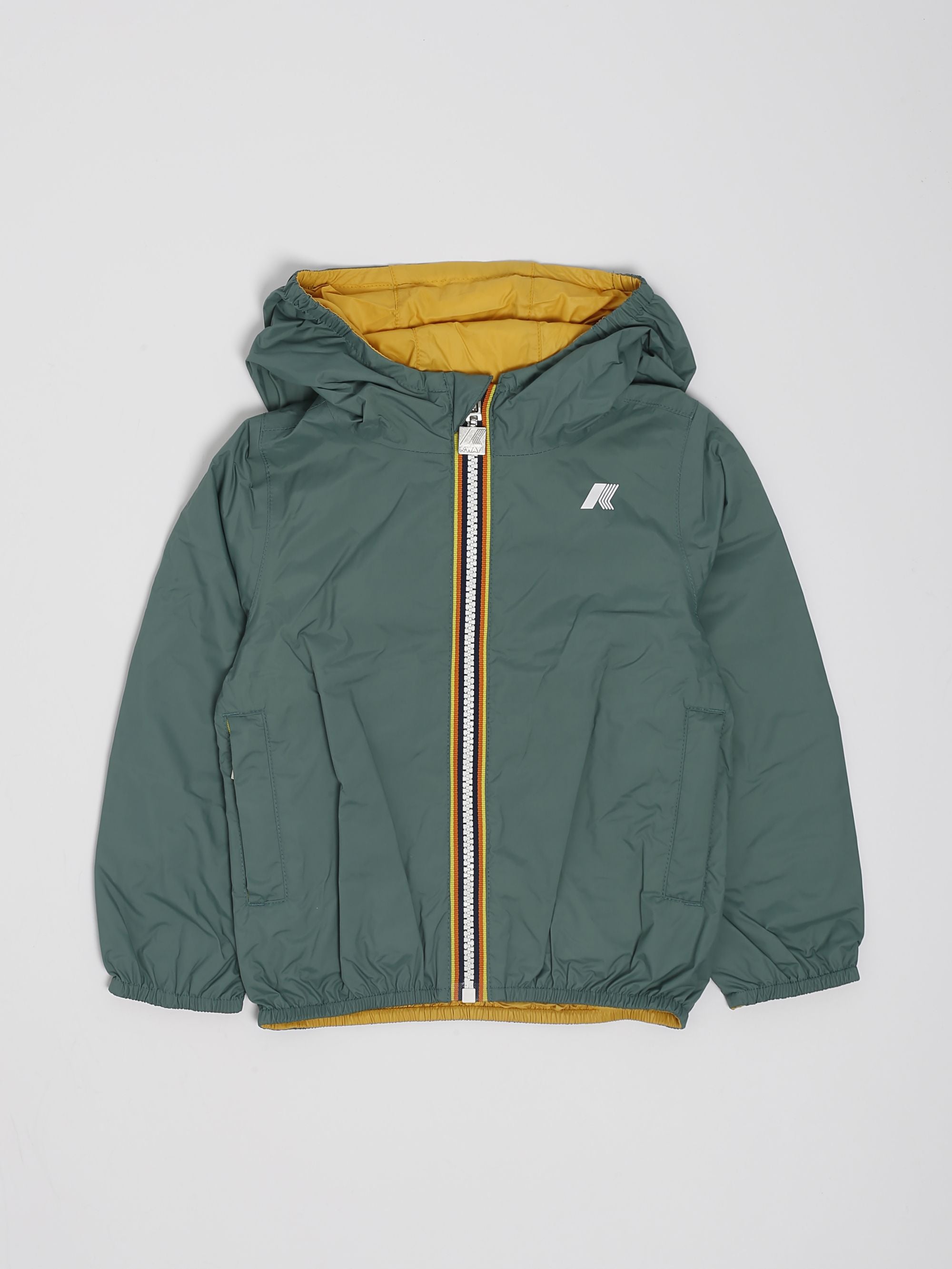 K-Way Réversible éco Enfant Vert/Jaune – Imperméable Léger Capuche