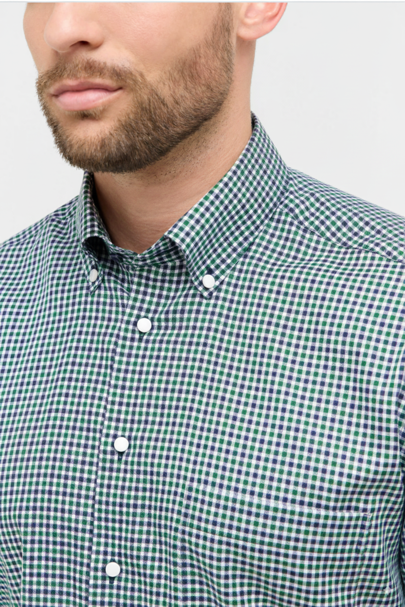Chemise Homme Tommy Hilfiger – Carreaux Vert & Bleu – Coton Premium – Style Urbain Élégant