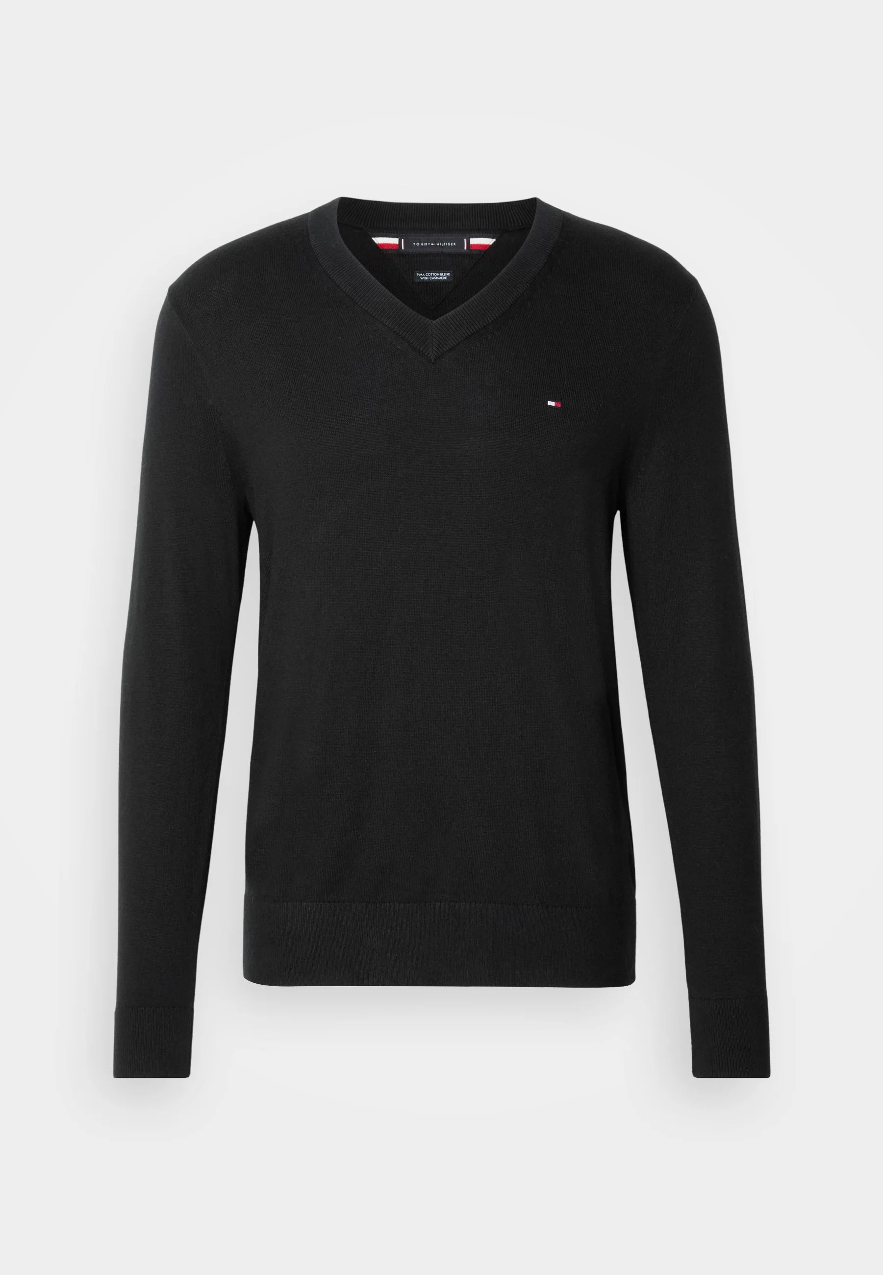 Pull col V noir Tommy Hilfiger homme – Pull élégant en coton classique, toutes tailles
