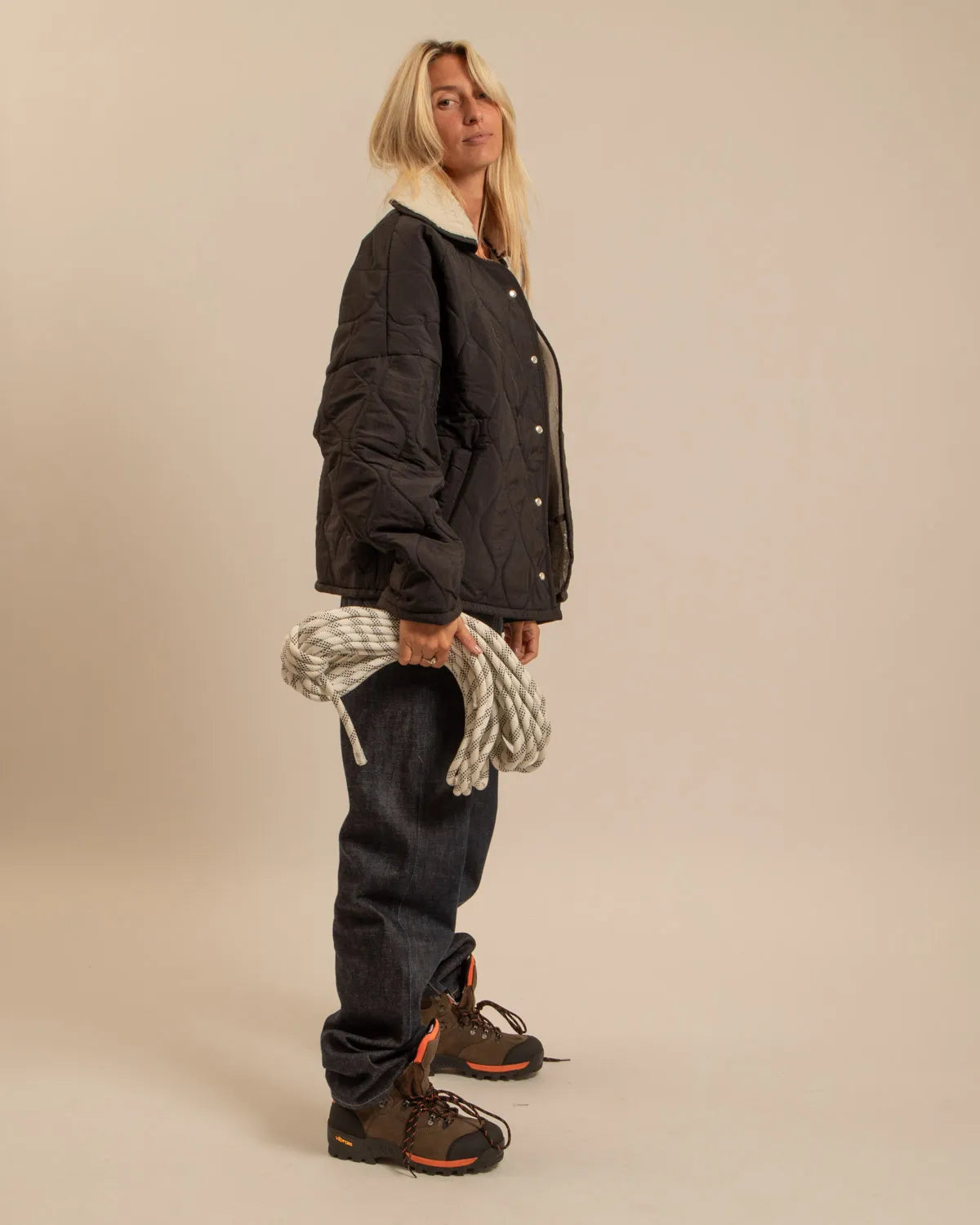 Veste Colombus Femme Noir Sherpa – Blouson Hiver Aokyanos Chaud et Confortable