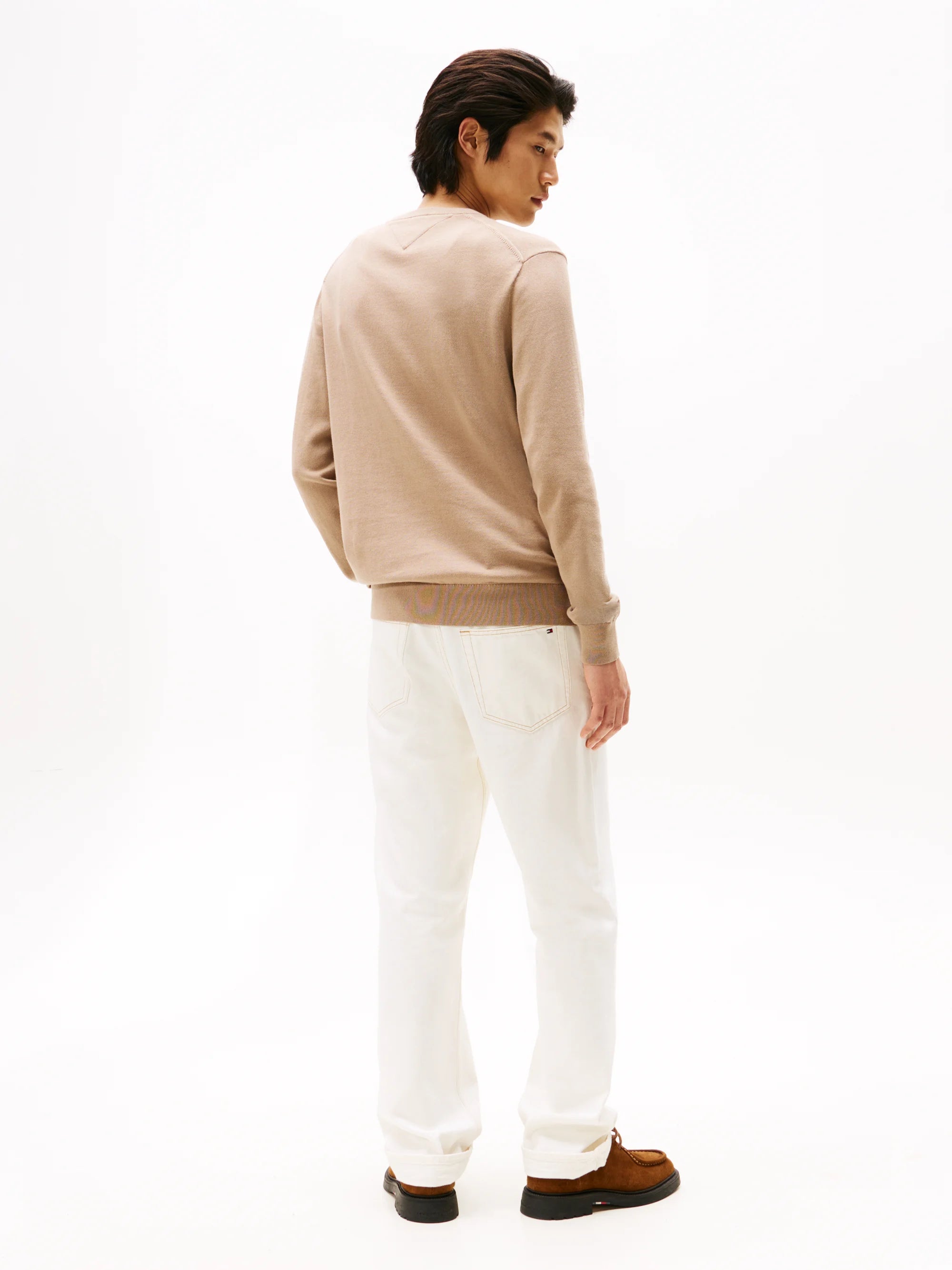 Pull col V Beige Tommy Hilfiger pour homme – Style élégant, confort premium, disponible du XS au 3XL