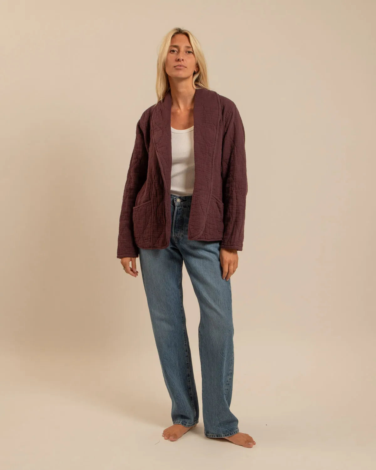 Veste Cuba Femme Bordeaux en Gaz de Coton Isotherme – Marque Aokyanos, Élégante et Légère | Urban Chic Boutiques