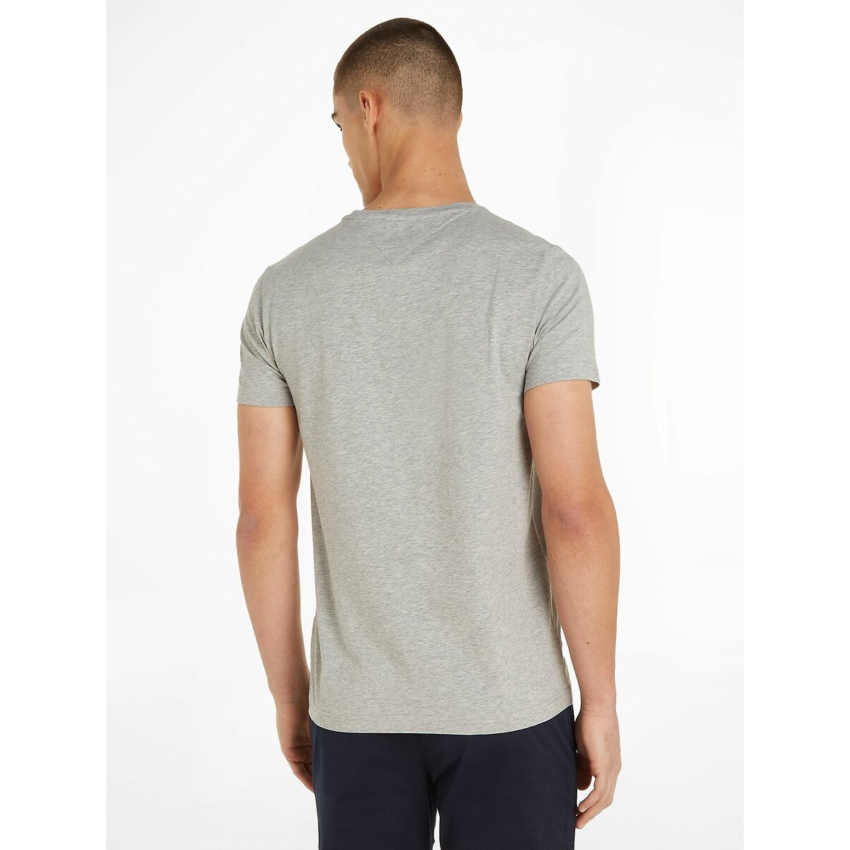 Tee-Shirt Homme Tommy Hilfiger Gris Col Rond – Coton Confort Logo Discret