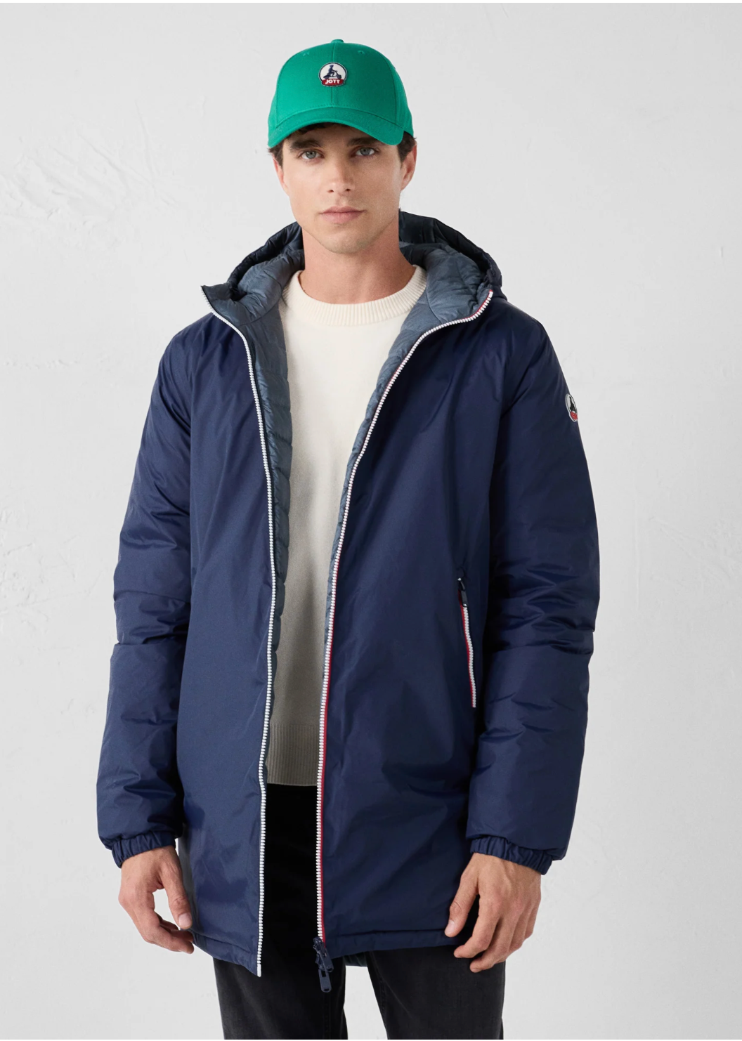 Doudoune homme ASSEN longue marine JOTT portée look urbain