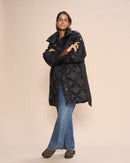 Doudoune longue femme Mos Mosh noire ceinturée – manteau hiver élégant, chaud