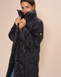 Doudoune longue femme Mos Mosh noire ceinturée – manteau hiver élégant, chaud