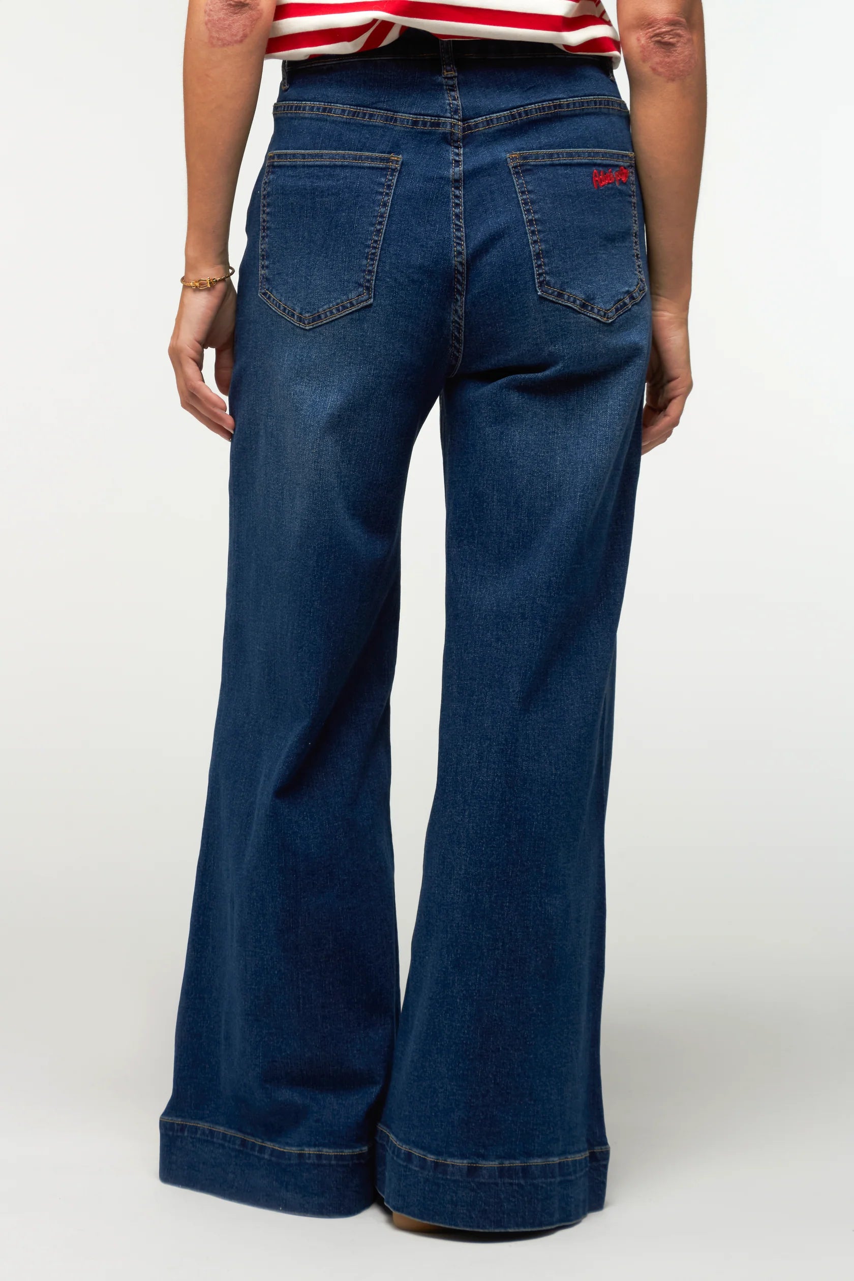 Jean Loly  femme coupe large taille haute denim bleu style tendance – Adoré Paris