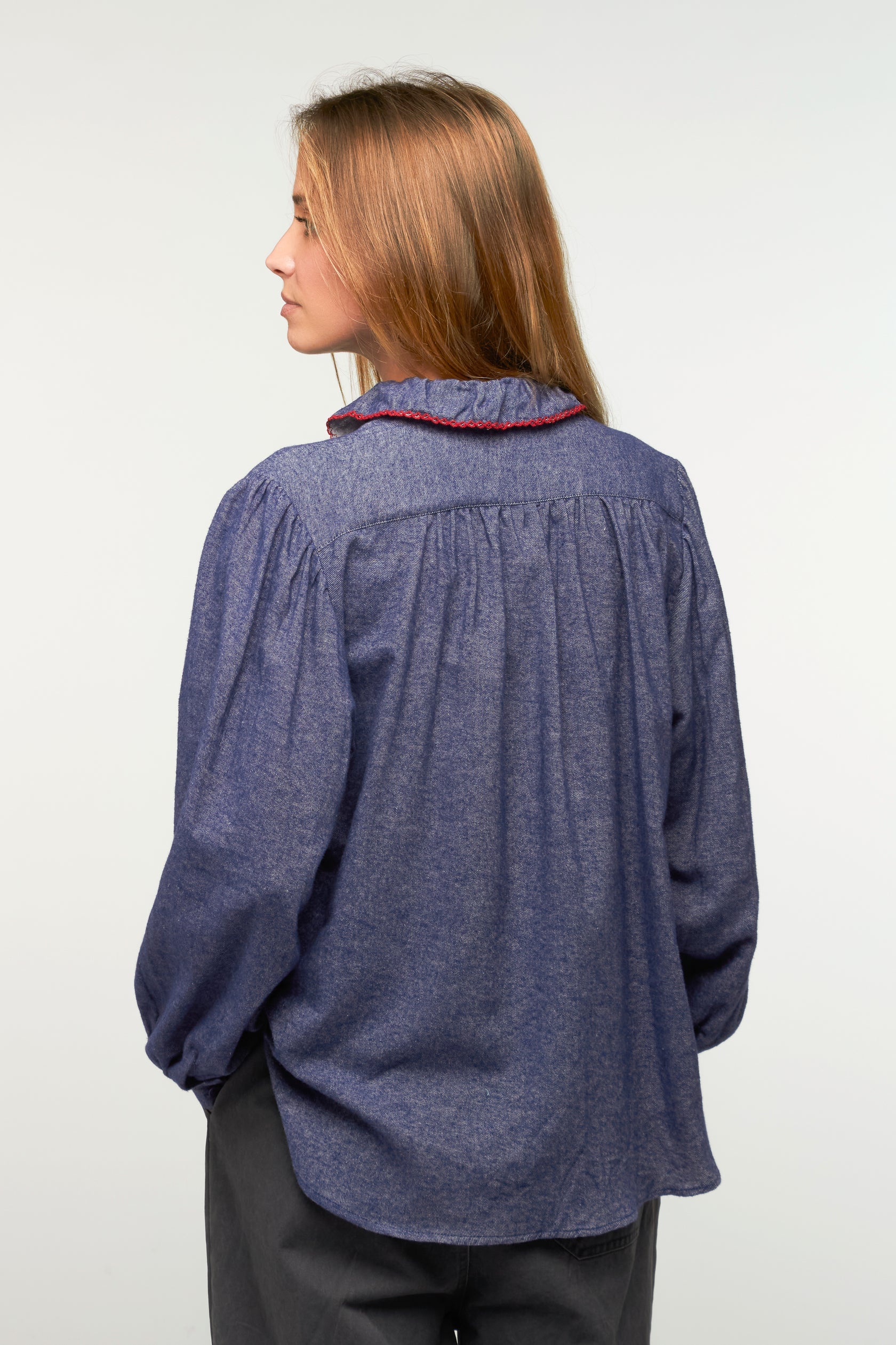 Chemise Alya femme à volants écru chiné ou denim style bohème chic – Adoré Paris