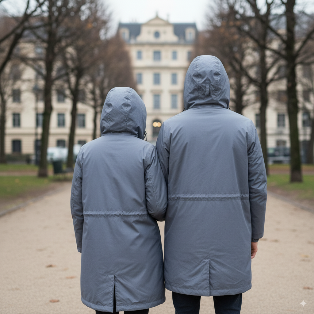 Kway Le Vrai Eiffel 3.0 Orsetto Bleu Gris Mixte – Veste Imperméable, Coupe-Vent, Chaude pour Homme et Femme