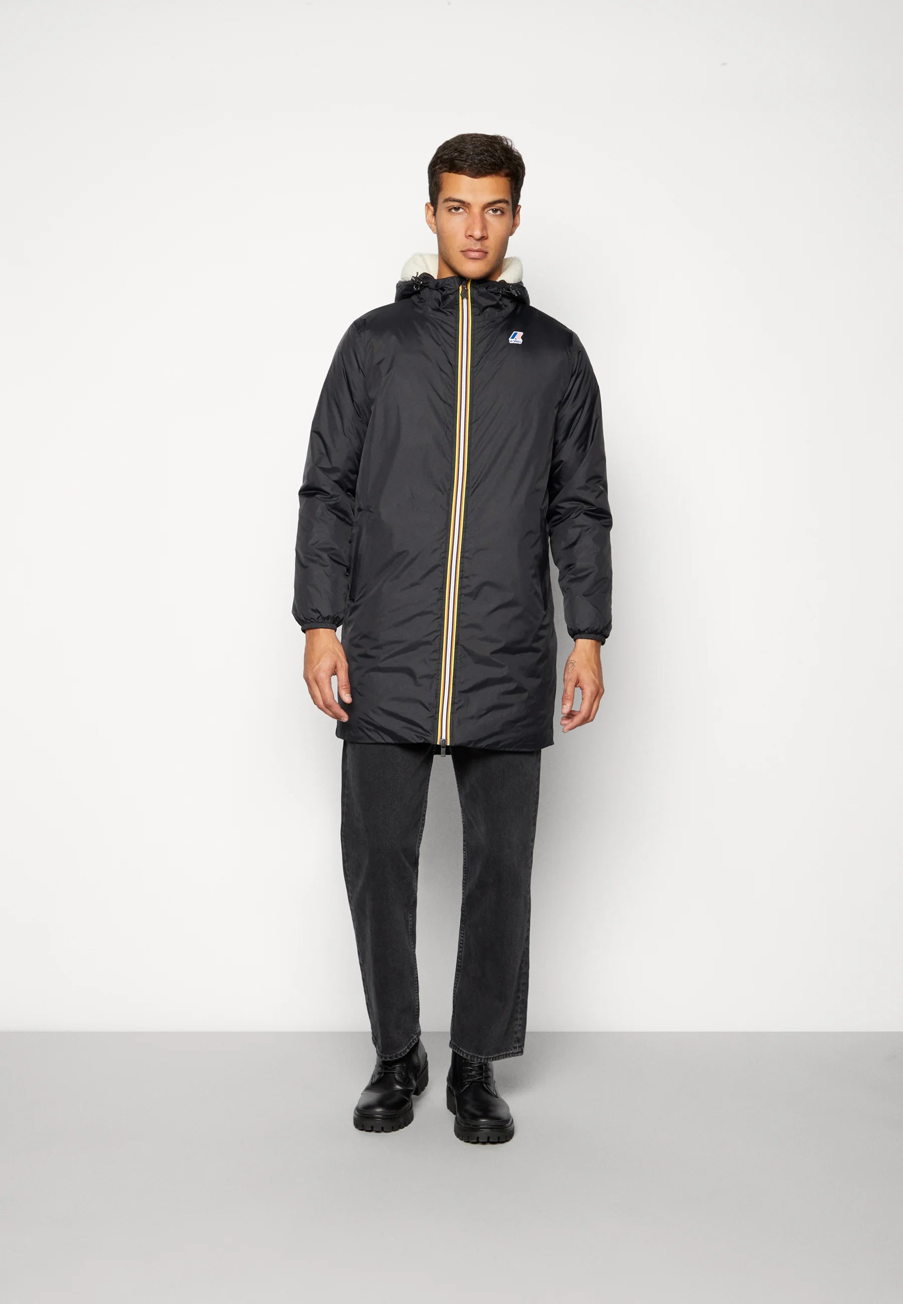 K-Way Le Vrai 3.0 Eiffel Orsetto Noir – Veste Imperméable Mixte, Coupe-Vent Chaude, Homme Femme