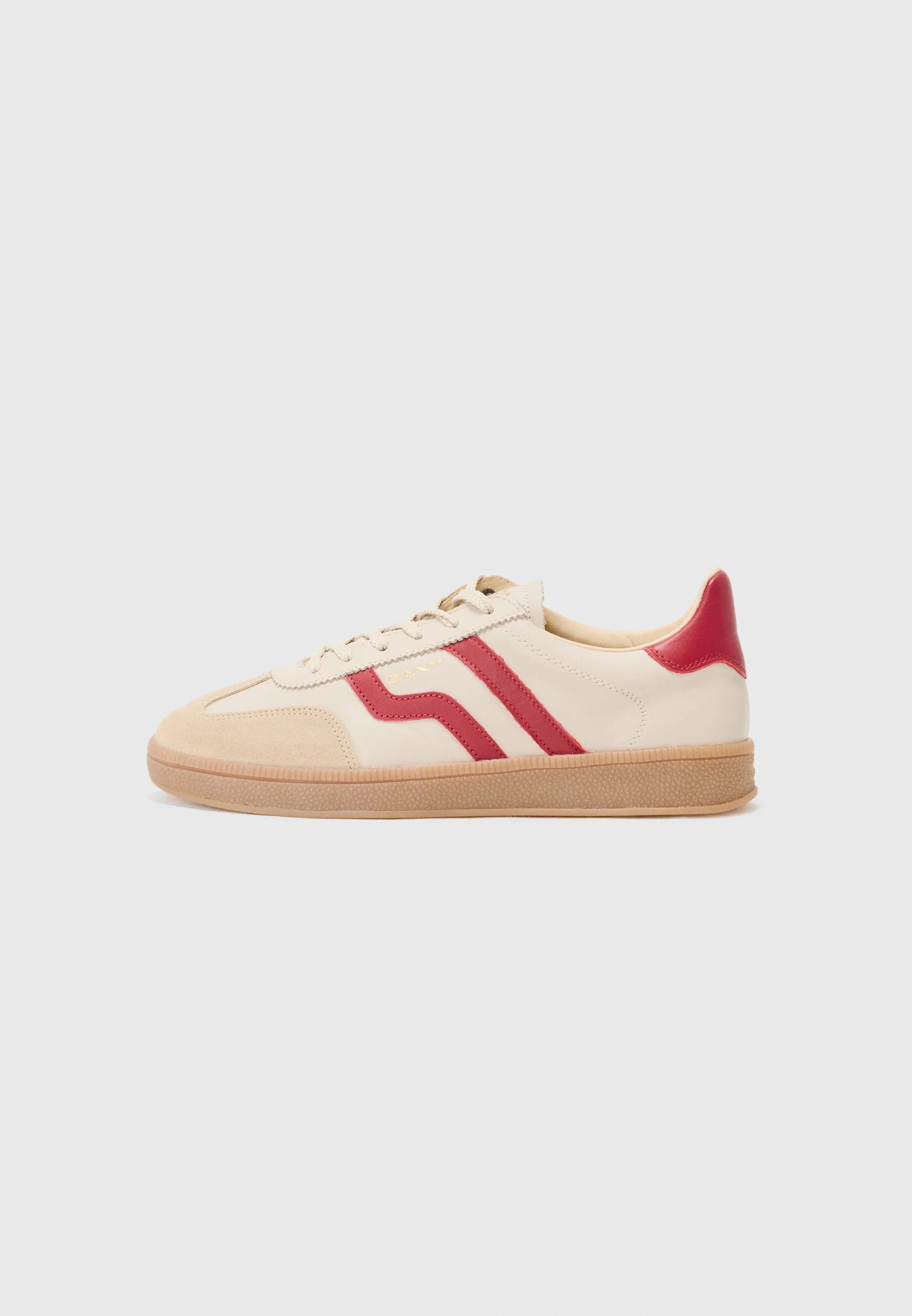 Basket Femme GANT Cuzima en Cuir  Beige et Rouge Foncé - Sneakers Mode Confortables