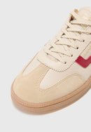 Basket Femme GANT Cuzima en Cuir  Beige et Rouge Foncé - Sneakers Mode Confortables