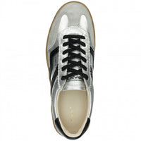 Baskets Femme Gant Cuzima en Cuir Argent/Noir – Sneakers Haut de Gamme Urban Chic Boutiques