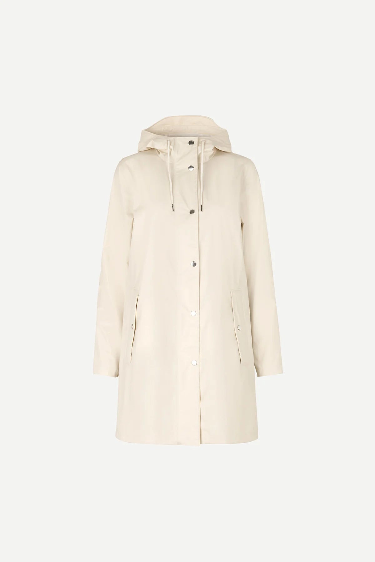 Imperméable femme beige Stala Samsoe Samsoe – coupe-vent capuche déperlant manteau long automne hiver