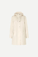 Imperméable femme beige Stala Samsoe Samsoe – coupe-vent capuche déperlant manteau long automne hiver