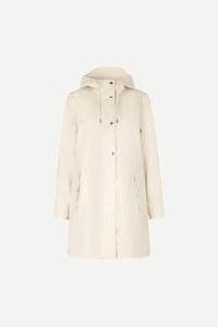 Imperméable femme beige Stala Samsoe Samsoe – coupe-vent capuche déperlant manteau long automne hiver