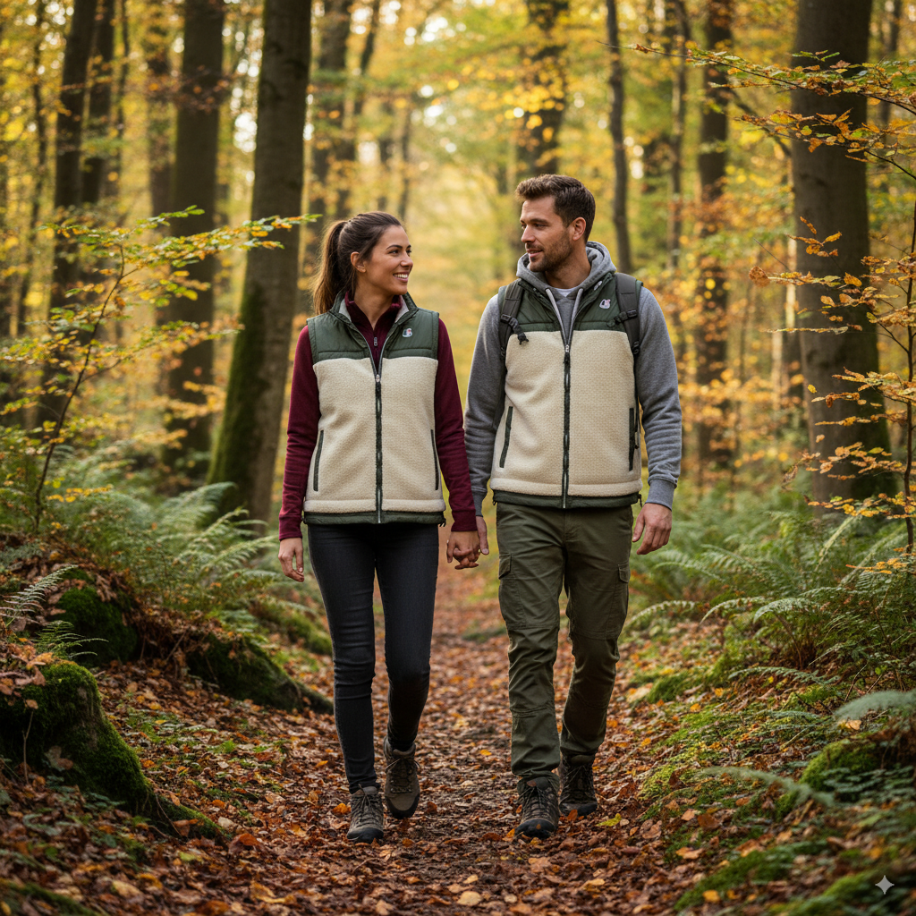 Kway Jile sans manches mixte Le Vrai 3.0 Orsetto – Ecru Kaki, Sherpa Imperméable, Mi-saison – Veste pluie Homme Femme