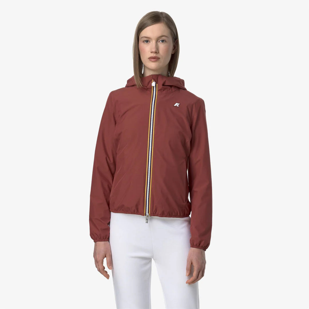 K-Way Lily Femme – Veste Stretch Poly Jersey Rouge Marron – Imperméable Élégant & Léger