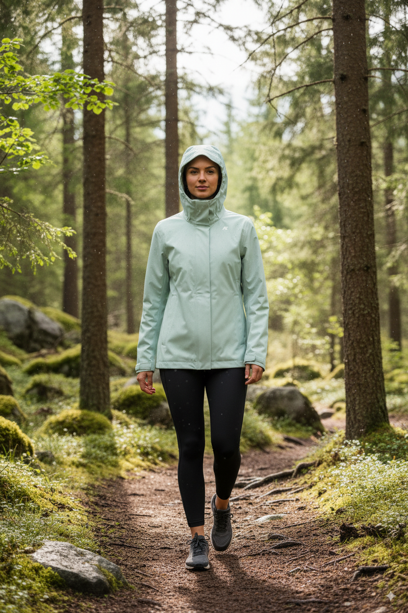 K-Way Femme Madalina Bonded Gris Sauge – Imperméable, Coupe-Vent, Respirant, Élégant | Manteau Mi-Saison