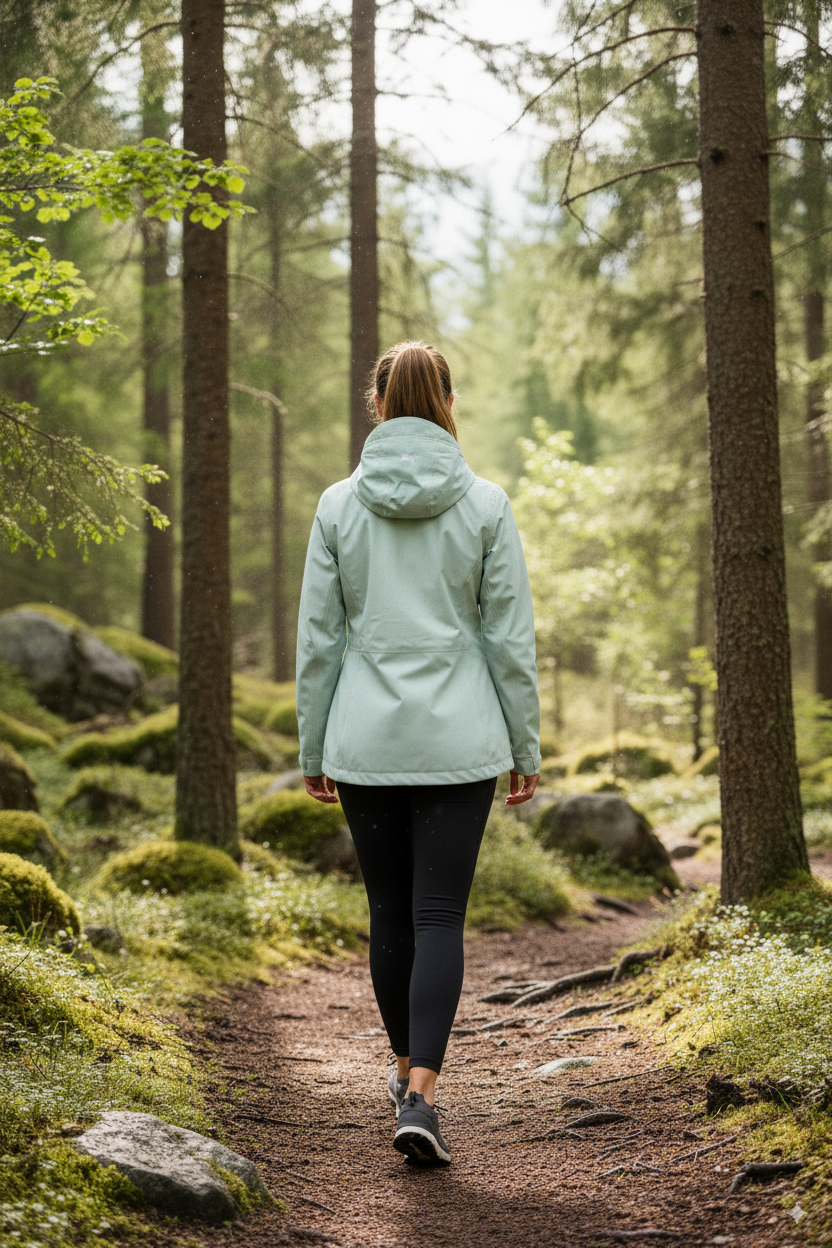 K-Way Femme Madalina Bonded Gris Sauge – Imperméable, Coupe-Vent, Respirant, Élégant | Manteau Mi-Saison