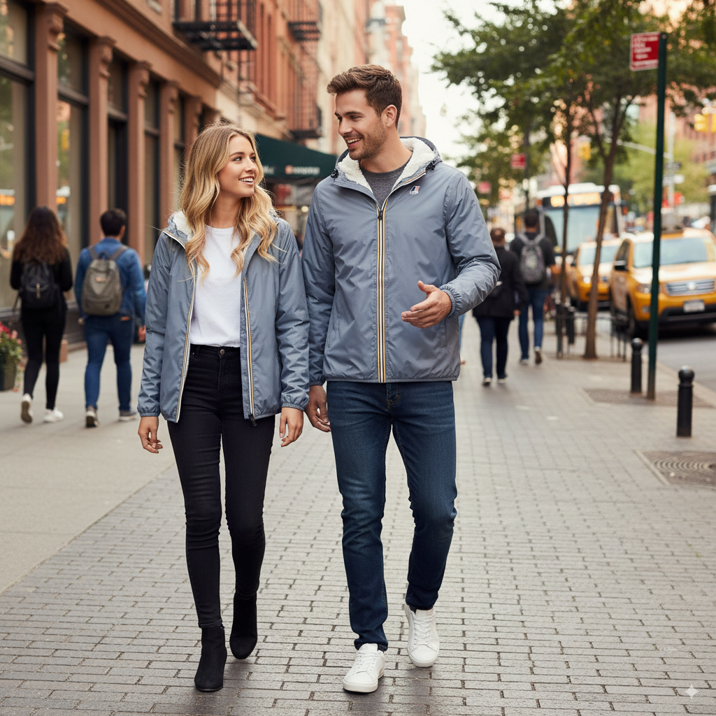 K-Way Le Vrai Claude 3.0 Orsetto Bleu Gris Mixte | Veste Imperméable Sherpa Unisexe Hiver