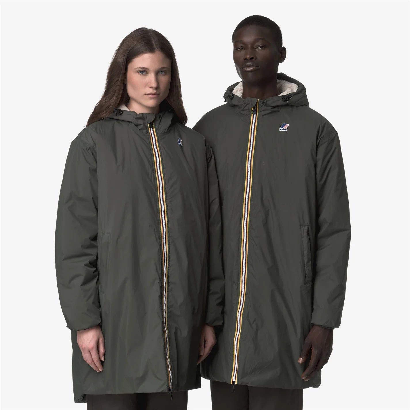 K-Way Le Vrai 4.0 Eiffel Orsetto Mixte Green Blackish – Veste Imperméable Chaude Homme & Femme