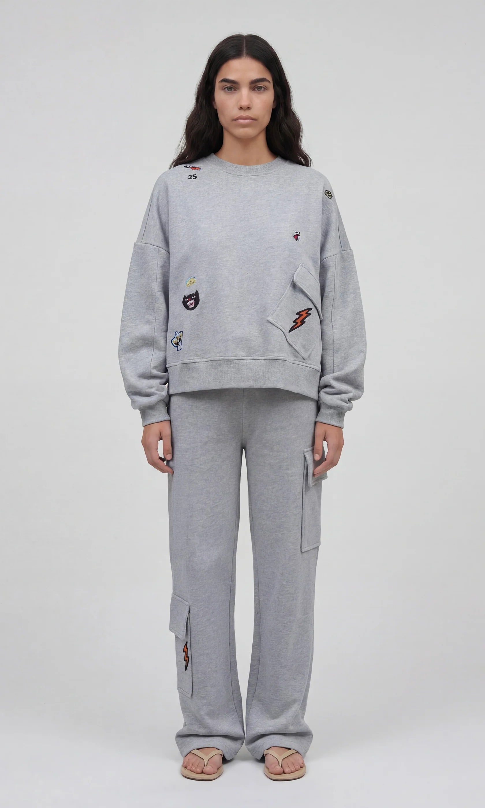 Ensemble jogging gris femme oversize Jolene & sweatshirt Sorraya – Adoré Paris