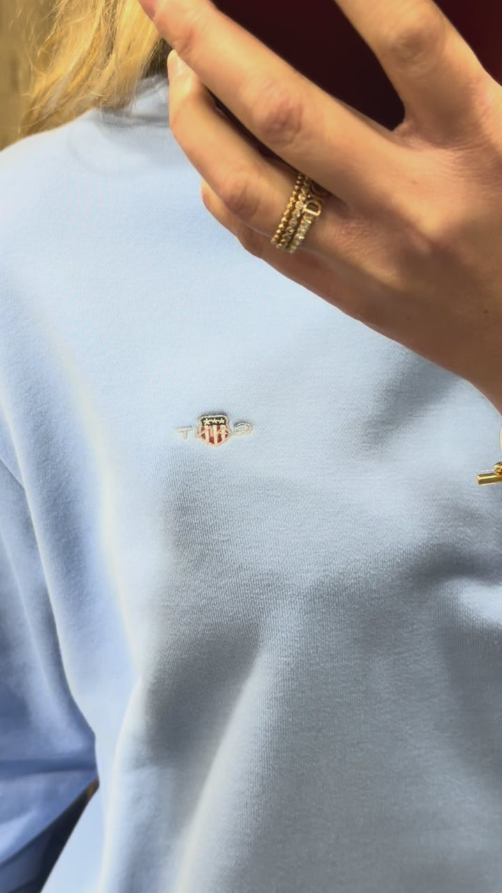 Charger la vidéo : Sweat-shirt col rond Shield en coton – Gant