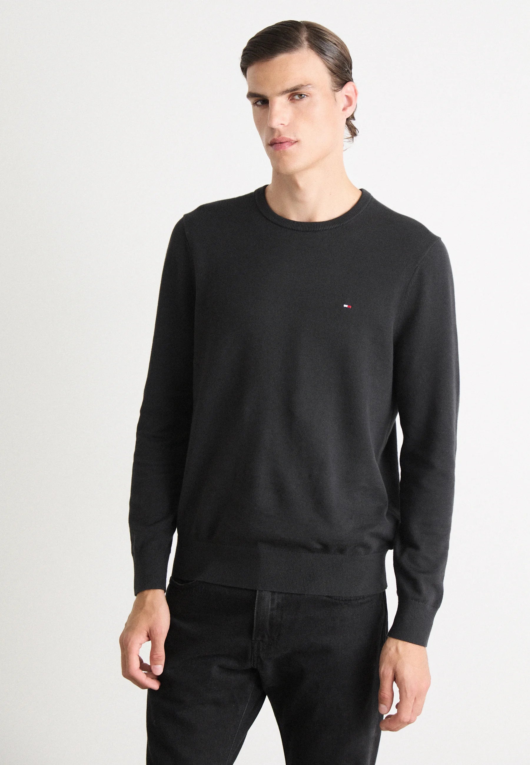 Pull col rond noir homme Tommy Hilfiger – Pull classique haut de gamme Urban Chic
