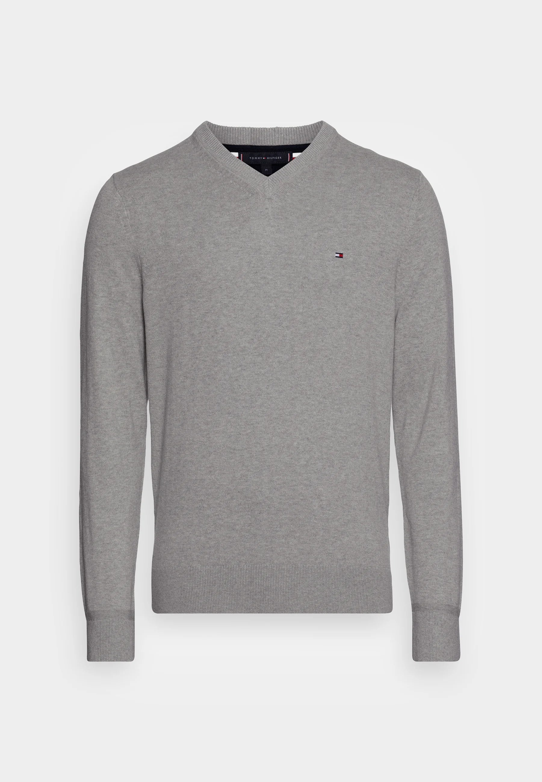 Pull col V Tommy Hilfiger homme gris foncé – Maille coton élégante | Urban Chic Boutique