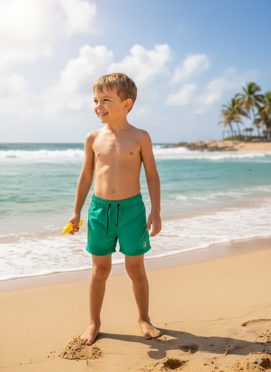 Short de bain enfant K-Way vert menthe – Maillot de bain été garçon