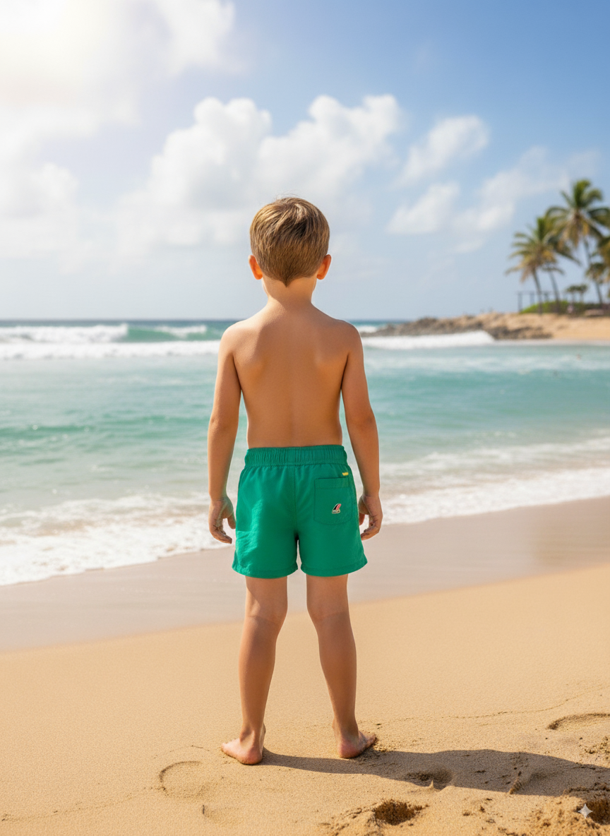 Short de bain enfant K-Way vert menthe – Maillot de bain été garçon