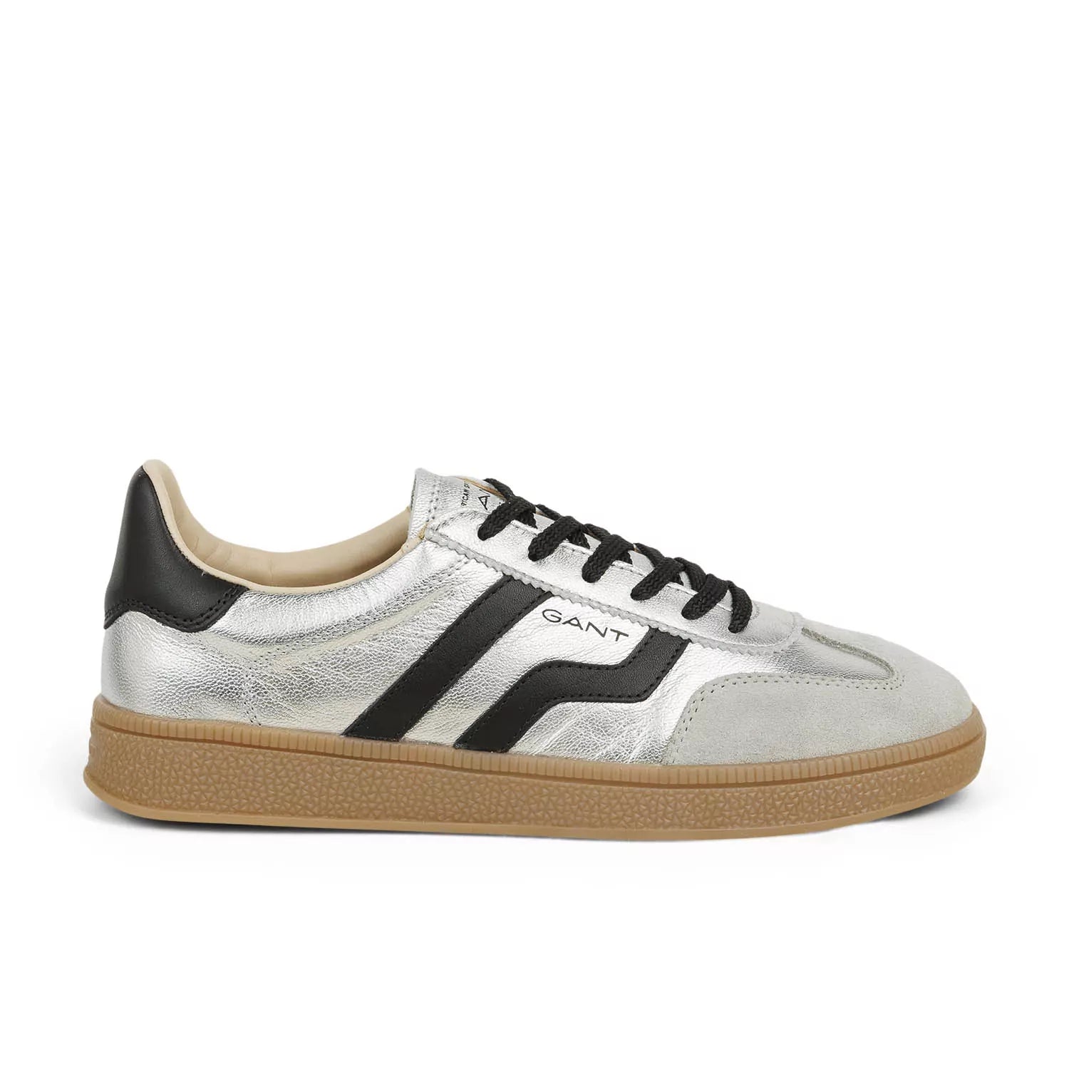 Baskets Femme Gant Cuzima en Cuir Argent/Noir – Sneakers Haut de Gamme Urban Chic Boutiques