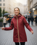 K-Way Sophie Femme – Veste stretch poly-jersey rouge brick imperméable, coupe-vent, élégante | Urban Chic Boutiques