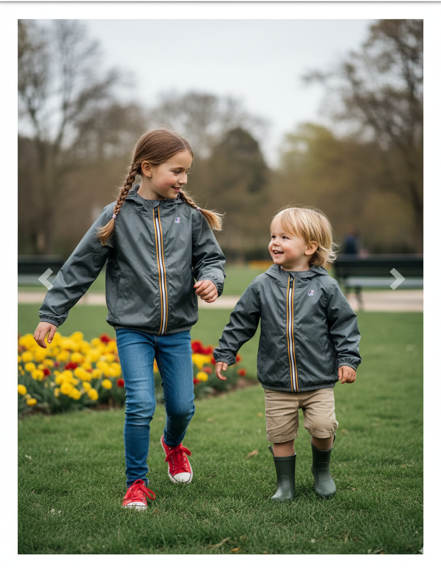 Kway Claude enfants Kaki – Veste imperméable coupe-vent capuche | Urban Chic Boutiques