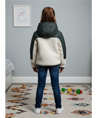 K-Way Orsetto Neige Enfant Imperméable Bicolore Kaki Beige | Veste Coupe-Vent Sherpa Mixte École