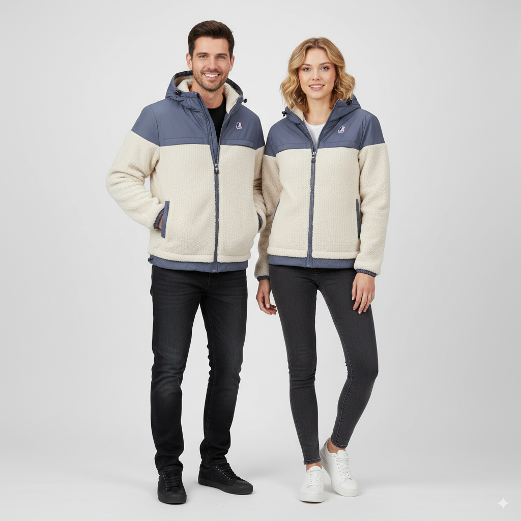 Kway le vrai 3.0 Jildaz Orsetto Blue Jeans – Veste imperméable mixte, coupe-vent, sherpa, confortable | Urban Chic Boutiques