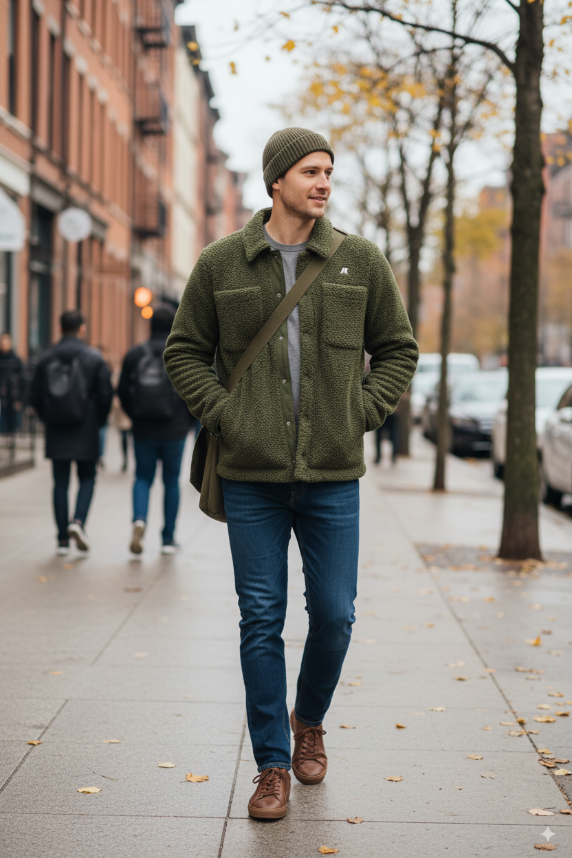 K-Way Cameron Sherpa Polaire Vert Homme – Veste Confortable, Imperméable, Style Urbain