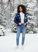 K-Way Doudoune Femme Ninev Crystal Chintz Thermo Heavy – Bleu Marine, Imperméable, Hiver, Confortable, Tailles XS à XL – Urban Chic Boutiques