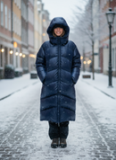 Doudoune Kway Neivel Crystal Bleu Marine Longue - Doudoune Imperméable Femme Hiver Capuche - Urban Chic Boutiques
